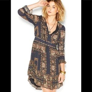 Free people Bridget dark grey floral mini dress